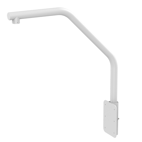 Swan mount for motorized domes. Suitable for outdoor use, cornice installation, white with cable gland.